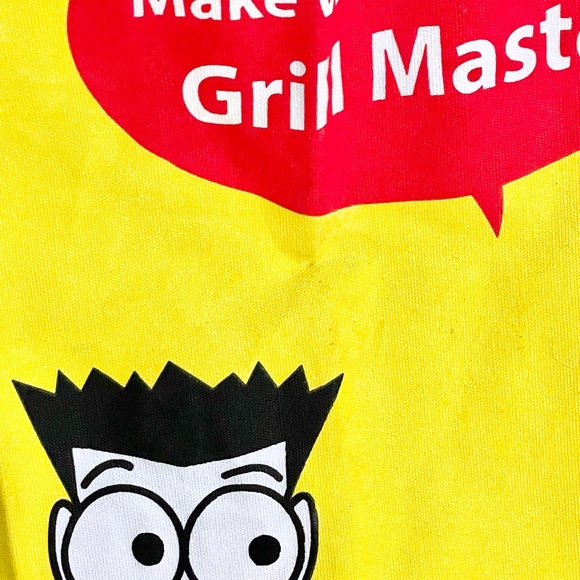 Grilling For Dummies Grill Master Graphic Yellow Black Red Apron Adult OS - Picture 4 of 7